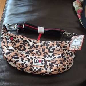 Love Brighton Leopard Print Crossbody Bag - Tan & Black BNWT